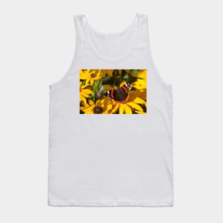 Red Admiral; Yellow Flower Tank Top